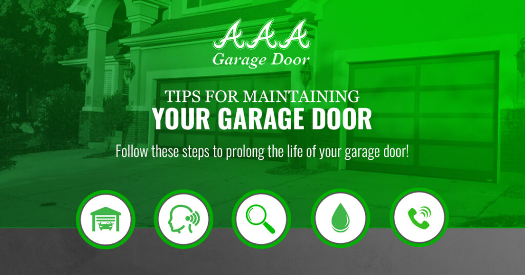 Slide that reads, "Tips for maintaining your garage door."