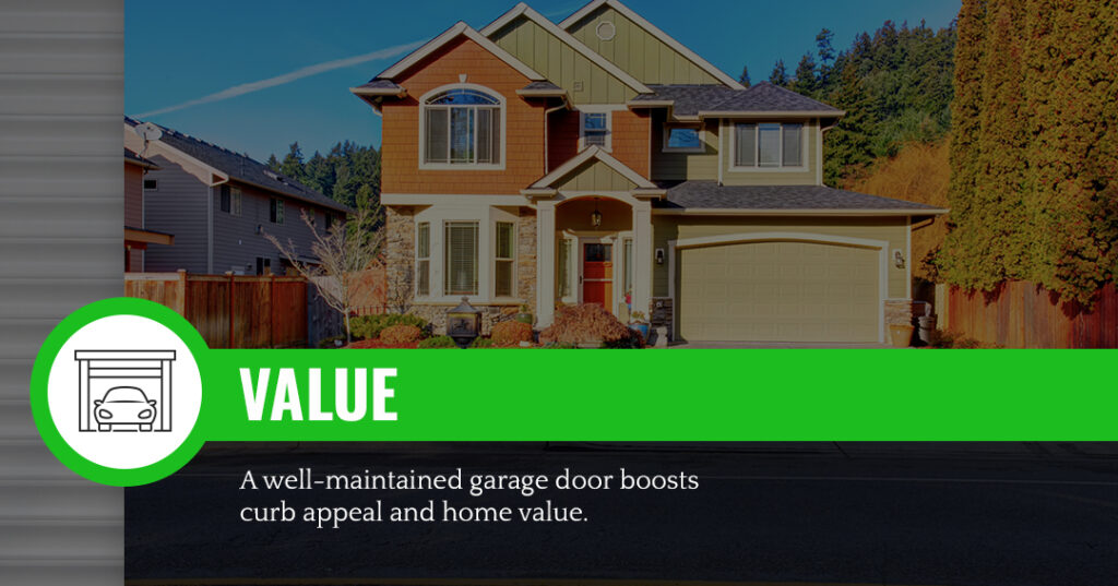 slide that reads, "Value: A well-maintained garage door boosts curb appeal and home value."