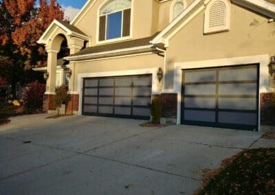 Nice home with opaque glass paneled garage door