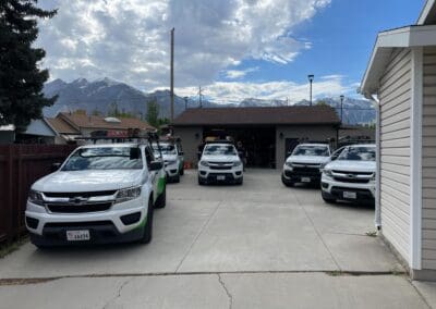 Fleet of AAA Garage Door pick up trucks