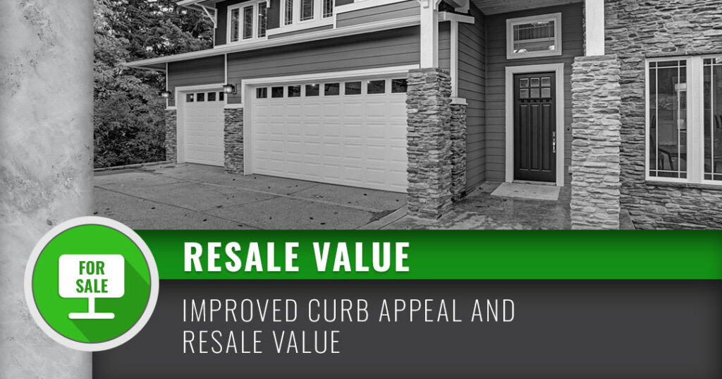 Slide that reads, "Resale Value: Improved curb appeal and resale value."